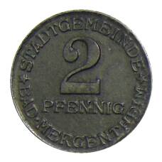 Монета 2 пфеннига 1920 года Германия — Нотгельд Бад-Мергенхайм (аверс)