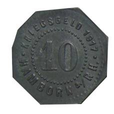 Монета 10 пфеннигов 1917 года Германия — Нотгельд Хамборн (аверс)