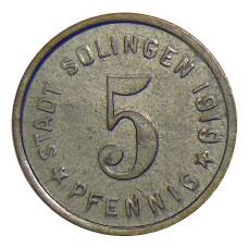 Монета 5 пфеннигов 1919 года Германия — Нотгельд Золинген (аверс)