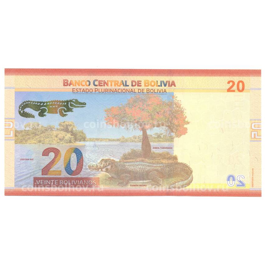 Банкнота 20 боливиано 2018 года Боливия (вид 2)