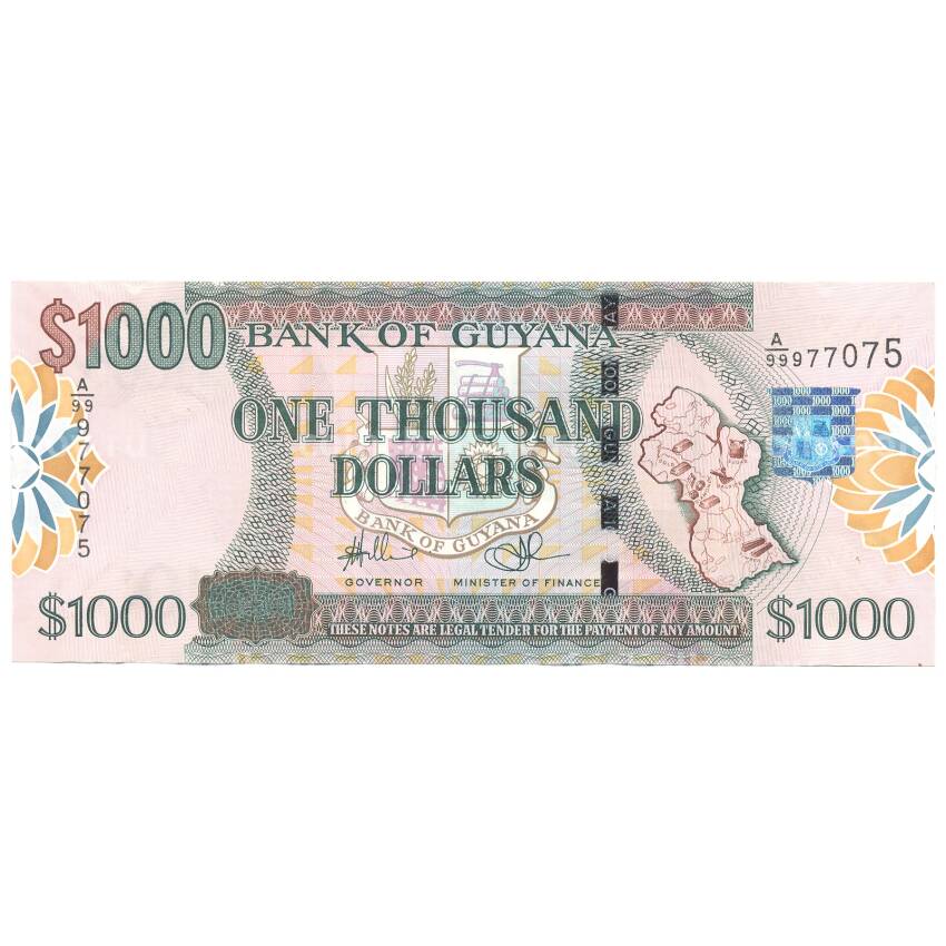 Банкнота 1000 долларов 2009 года Гайана