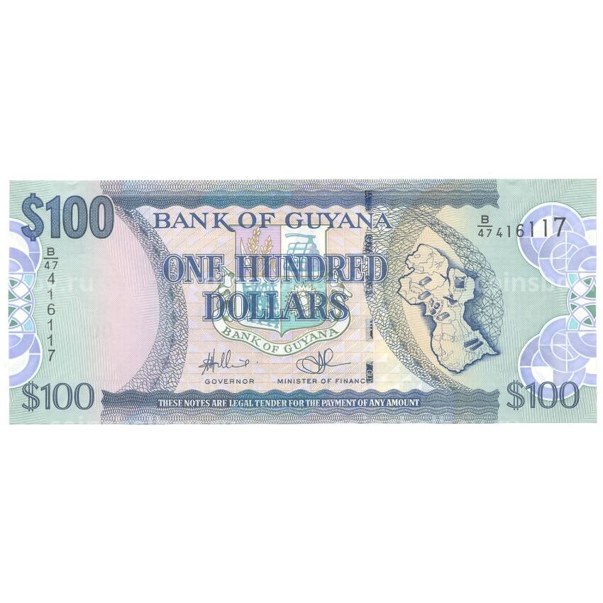 Банкнота 100 долларов 2012 года Гайана