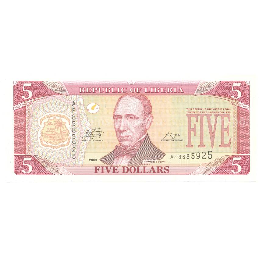 Банкнота 5 долларов 2009 года Либерия