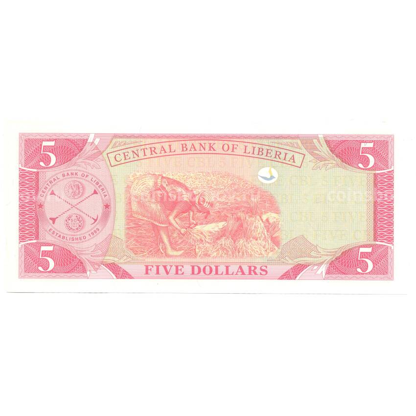 Банкнота 5 долларов 2009 года Либерия (вид 2)