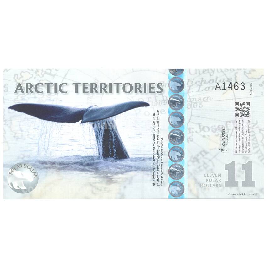 Банкнота 11 долларов 2013 года Арктические территории