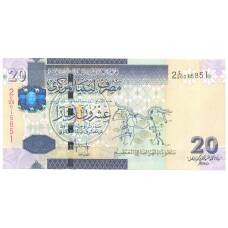 Банкнота 20 динаров 2009 года Ливия