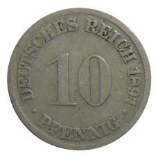 Монета 10 пфеннигов 1891 года D Германия (аверс)