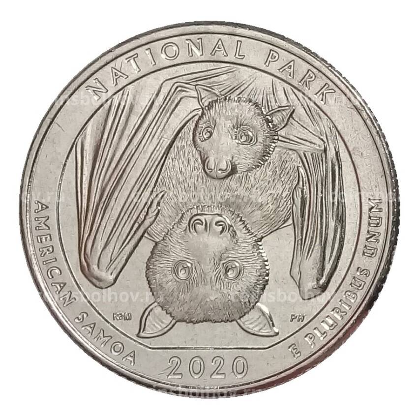 Монета 25 центов 2020 года P США Национальные парки — №51 Национальный парк Американского Самоа