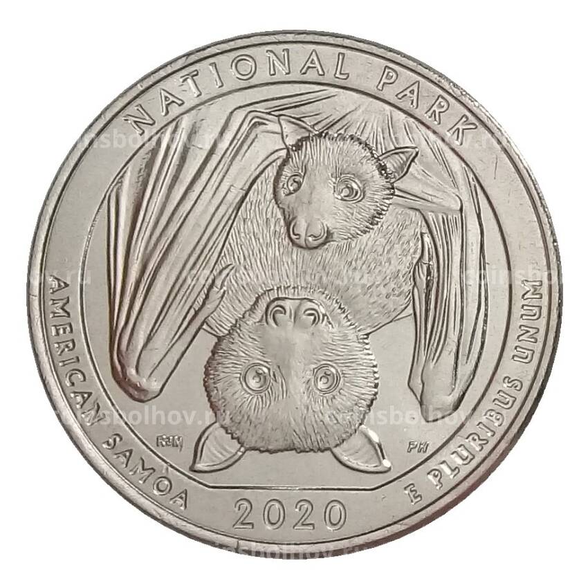 Монета 25 центов 2020 года D США Национальные парки — №51 Национальный парк Американского Самоа