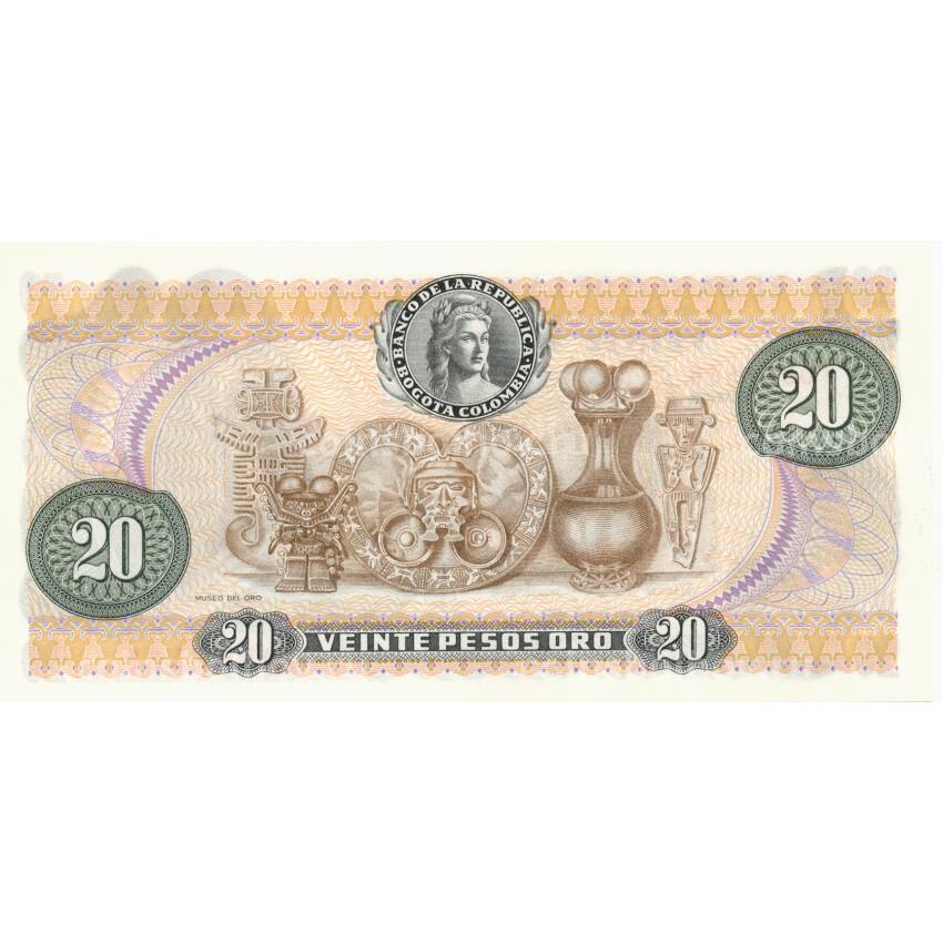 Банкнота 20 песо 1981 года Колумбия (вид 2)
