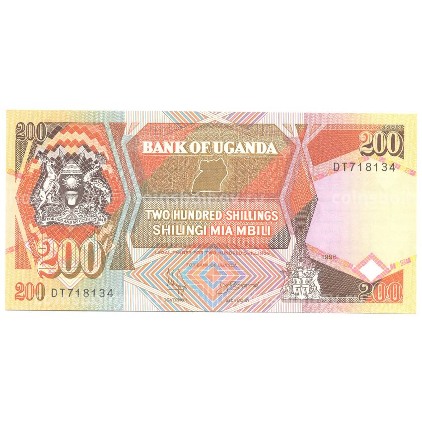 Банкнота 200 шиллингов 1996 года Уганда (вид 2)