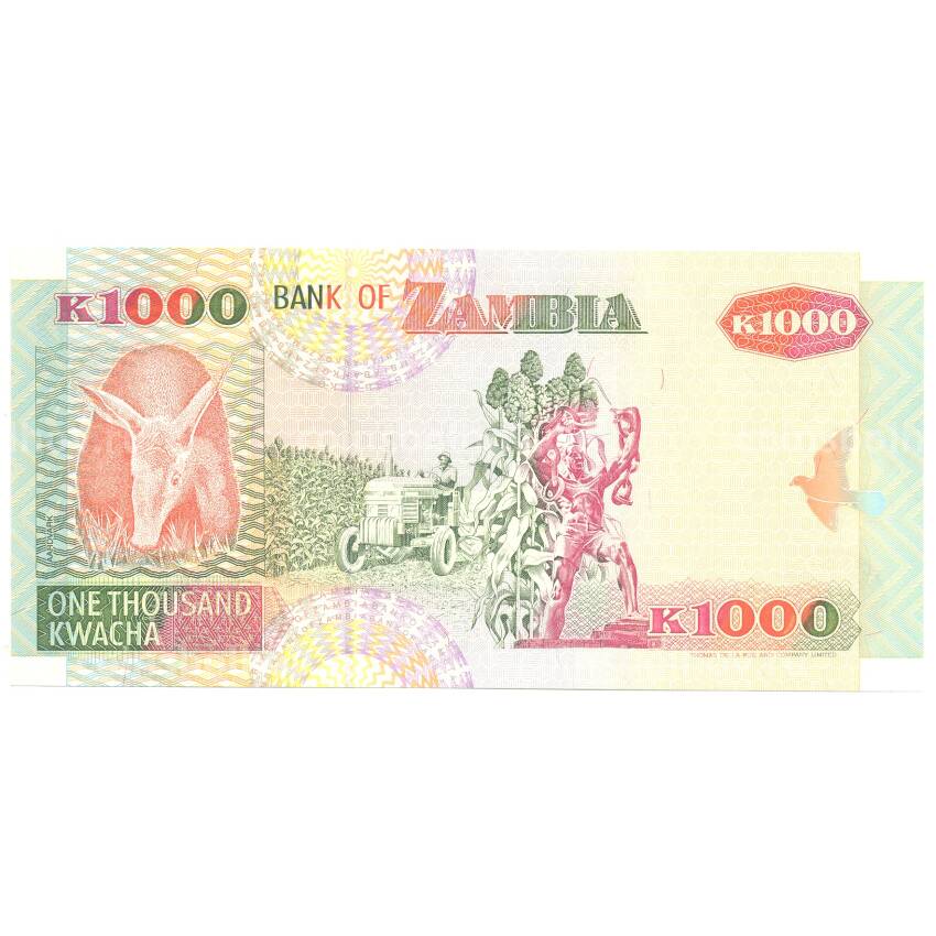 Банкнота 1000 квача 1992 года Замбия (вид 2)