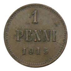 Монета 1 пенни 1915 года Русская Финляндия (аверс)