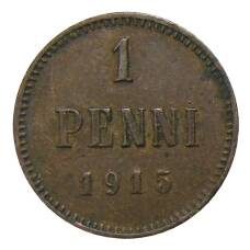 Монета 1 пенни 1915 года Русская Финляндия (аверс)