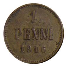 Монета 1 пенни 1916 года Русская Финляндия (аверс)