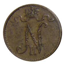 Монета 1 пенни 1916 года Русская Финляндия (реверс)