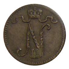 Монета 1 пенни 1916 года Русская Финляндия (реверс)