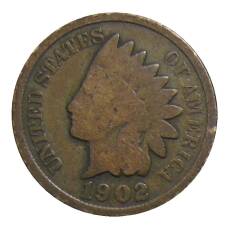 Монета 1 цент 1902 года США (аверс)