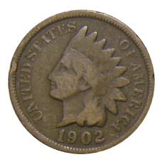 Монета 1 цент 1902 года США (аверс)