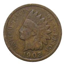 Монета 1 цент 1902 года США (аверс)