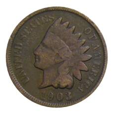 Монета 1 цент 1903 года США (аверс)