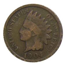 Монета 1 цент 1904 года США (аверс)