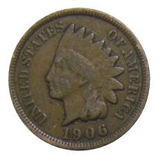 Монета 1 цент 1906 года США (аверс)