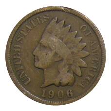 Монета 1 цент 1906 года США (аверс)