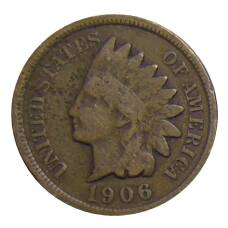 Монета 1 цент 1906 года США (аверс)