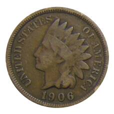 Монета 1 цент 1906 года США (аверс)