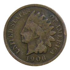 Монета 1 цент 1906 года США (аверс)