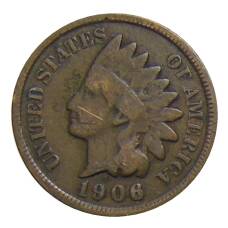 Монета 1 цент 1906 года США (аверс)