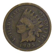 Монета 1 цент 1905 года США (аверс)