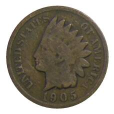 Монета 1 цент 1905 года США (аверс)