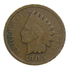 Монета 1 цент 1905 года США (аверс)