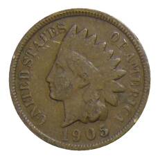 Монета 1 цент 1905 года США (аверс)