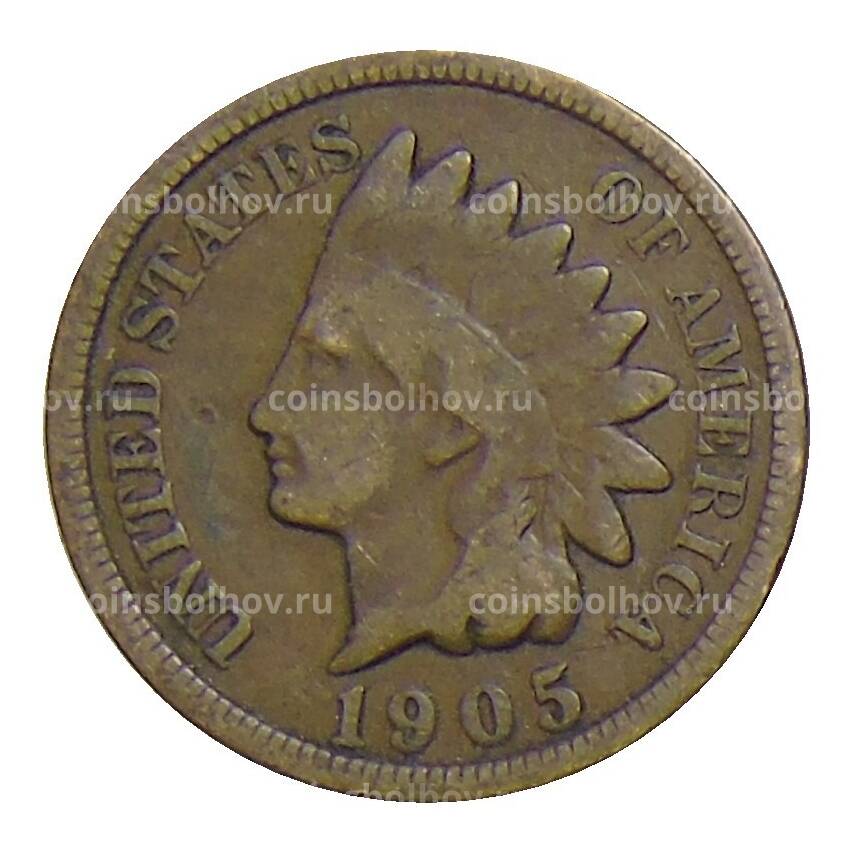 Монета 1 цент 1905 года США