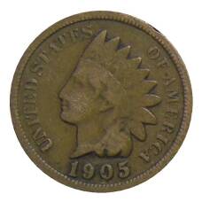Монета 1 цент 1905 года США (аверс)