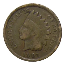 Монета 1 цент 1907 года США (аверс)