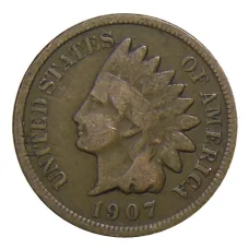 Монета 1 цент 1907 года США (аверс)