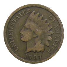 Монета 1 цент 1907 года США (аверс)