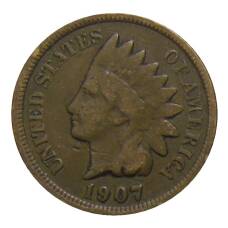 Монета 1 цент 1907 года США (аверс)