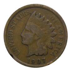Монета 1 цент 1907 года США (аверс)