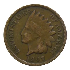 Монета 1 цент 1907 года США (аверс)