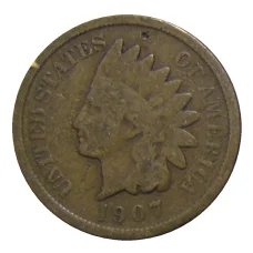 Монета 1 цент 1907 года США (аверс)