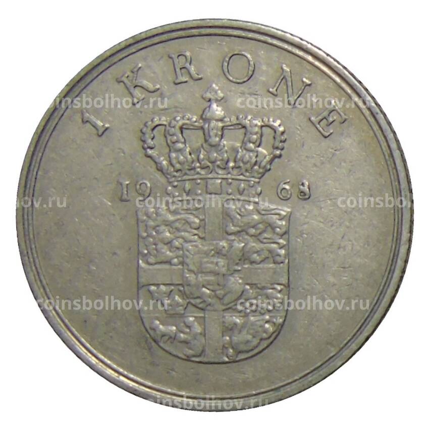 Монета 1 крона 1968 года Дания