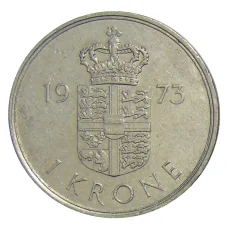 Монета 1 крона 1973 года Дания (аверс)