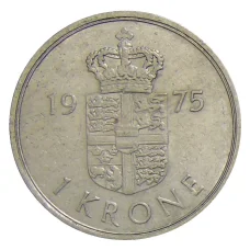 Монета 1 крона 1975 года Дания (аверс)