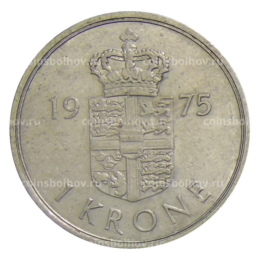 Монета 1 крона 1975 года Дания