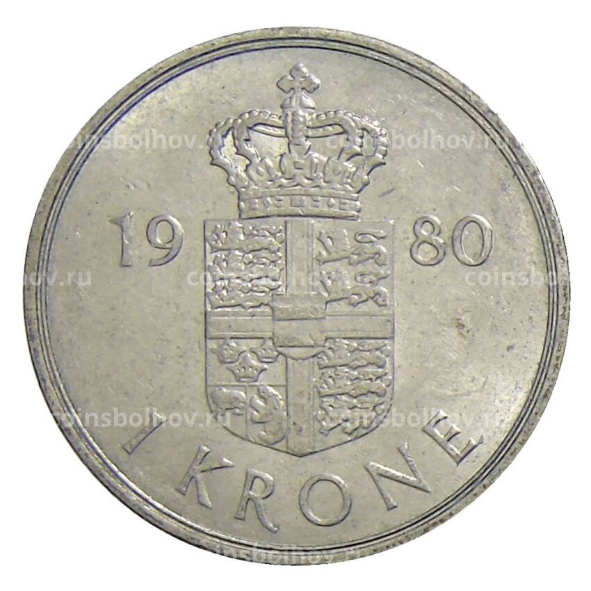 Монета 1 крона 1980 года Дания